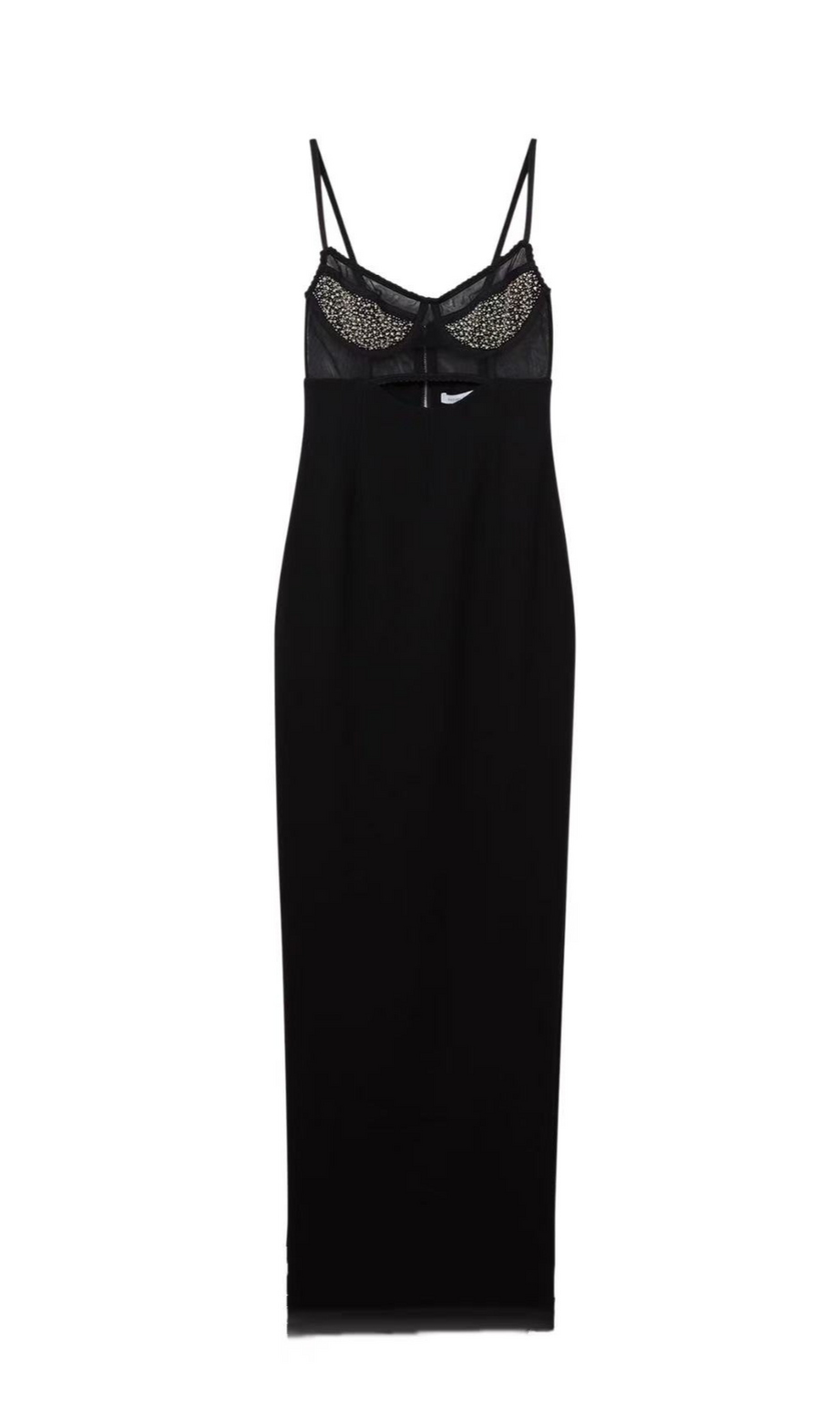 ABITO LUNGO CON CORSETTO DECORATO CON CRISTALLI