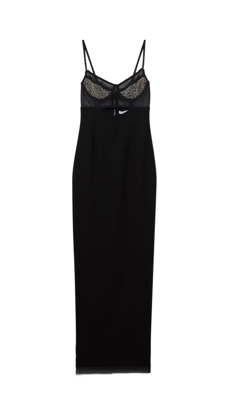 ABITO LUNGO CON CORSETTO DECORATO CON CRISTALLI