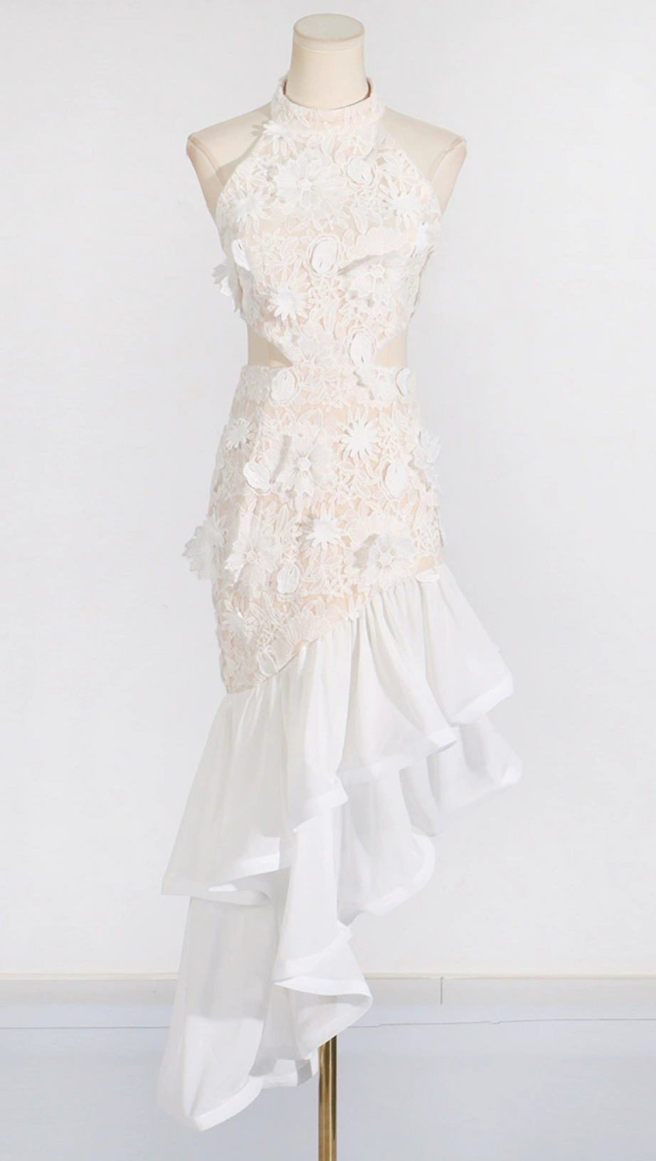 MADGE FLOWER EMBELLLISHED CUT OUT MAXI DRESS IN WHITE