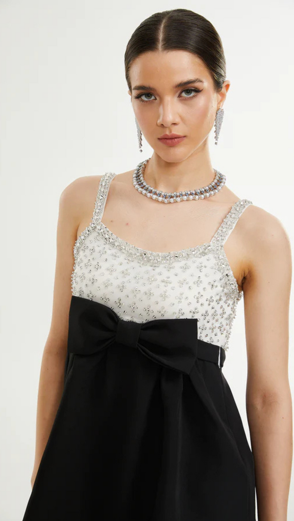 AIIZIE PARISA CRYSTAL-EMBELLISHED BOWKNOT MINI DRESS - product image