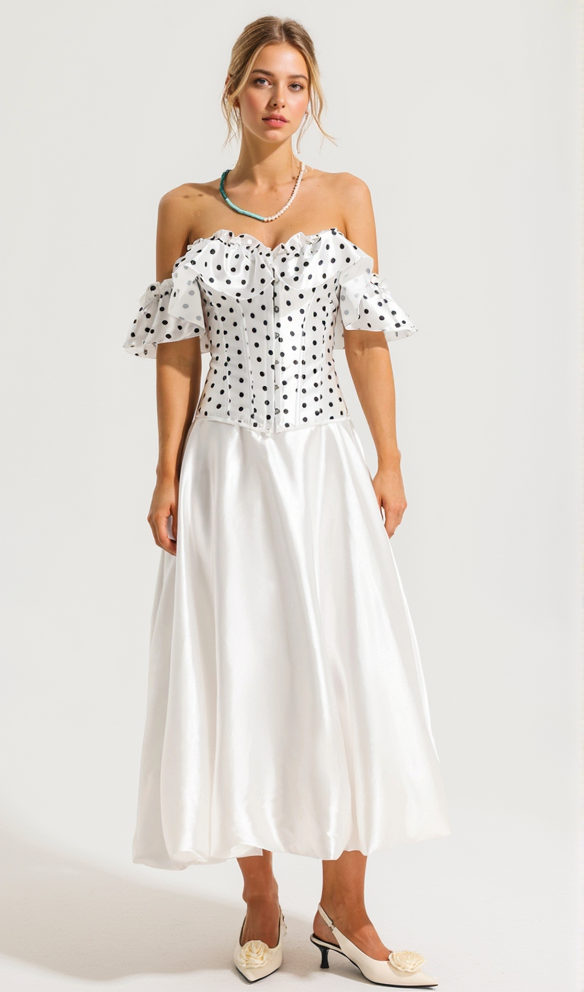 SUZANNE GRAUES POLKA DOT OFF-SHOULDER-KORSETT