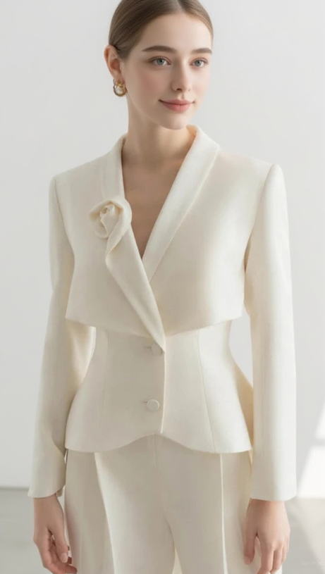 AURORA FLOWER DETAIL JACKET IN WHITE