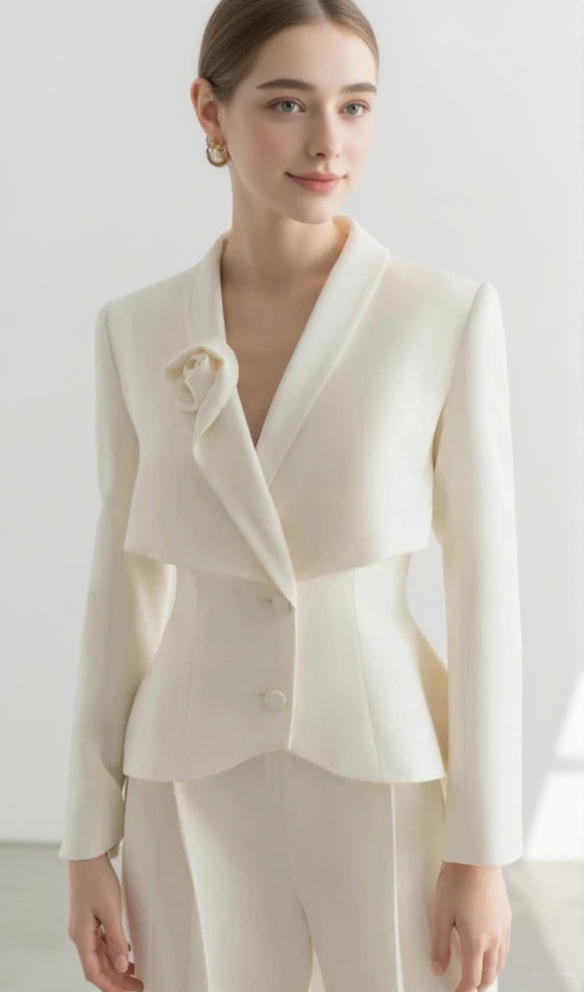 AIIZIE AURORA FLOWER DETAIL JACKET IN WHITE - product image