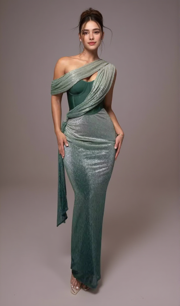 EMERALD GREEN HALTER STRAP MAXI DRESS