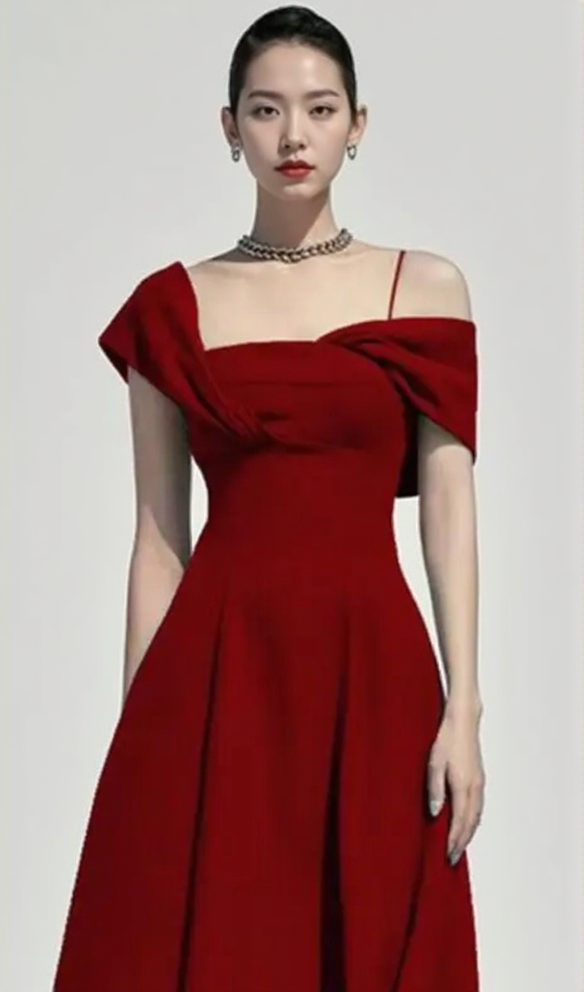AIIZIE NAOMI ONE-SHOULDER STRAP MIDI DRESS IN BLUE - product image