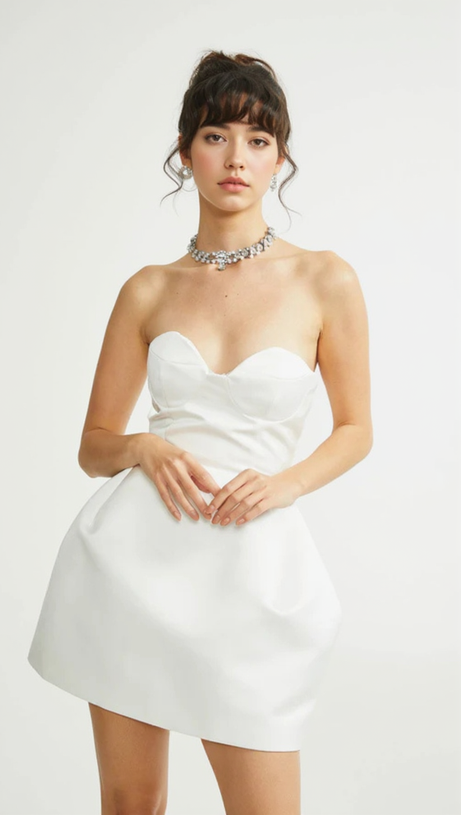 MINI ABITO BUSTIER SENZA SPALLINE BIANCO