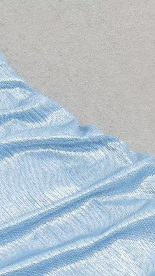 AIIZIE BACKLESS MERMAID HEM METALLIC HALTER DRESS - product image