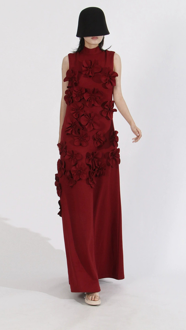 AIIZIE ANNONA PURPLE FLOWER EMBELLISHED MAXI DRESS - product image