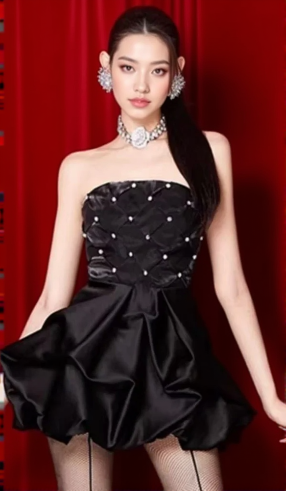 AIIZIE OFF-SHOULDER CRYSTAL EMBELLISHED RUCHED MINI DRESS - product image