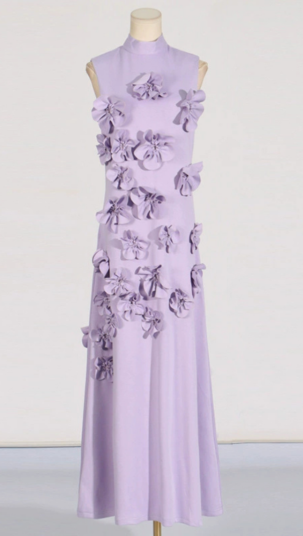 AIIZIE ANNONA PURPLE FLOWER EMBELLISHED MAXI DRESS - product image