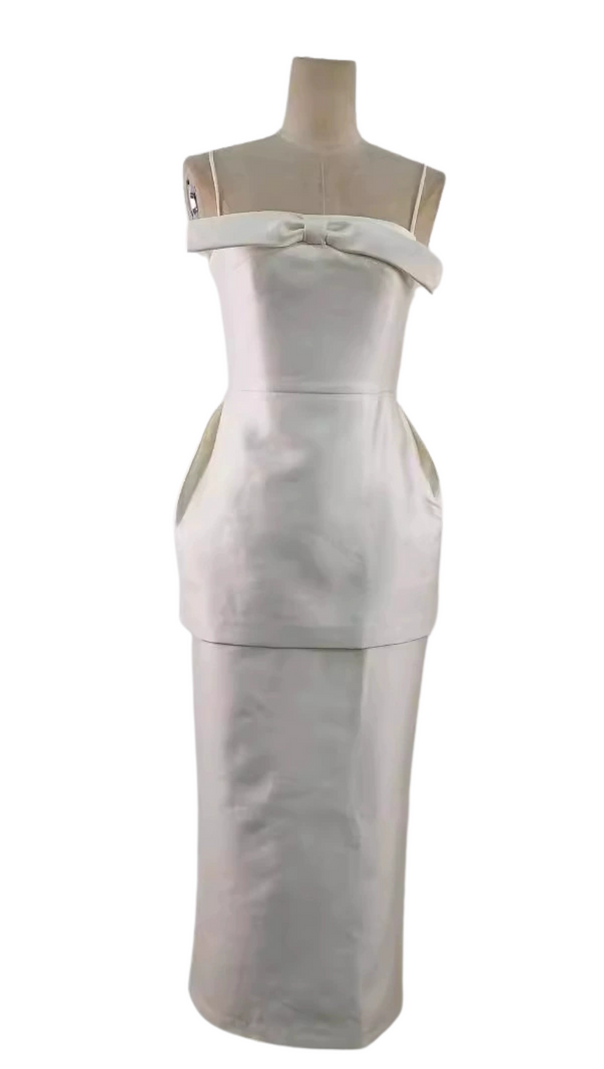 AIIZIE ALISA TUBE MIDI DRESS WITH BOW IN WHITE - product image