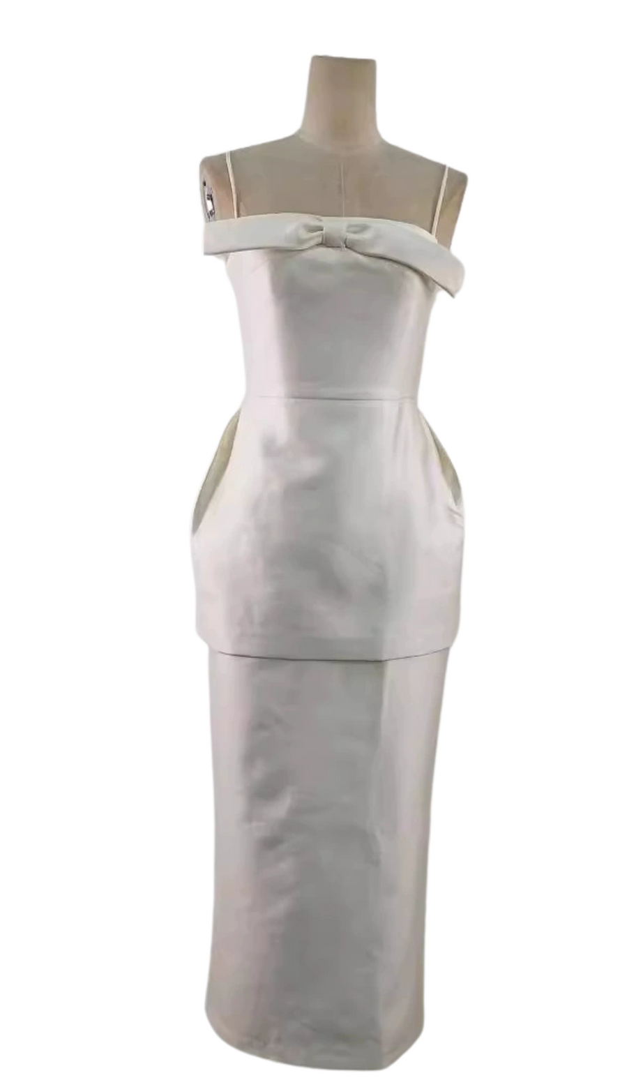 ALISA TUBE MIDI DRESS WITH BOW IN WHITE