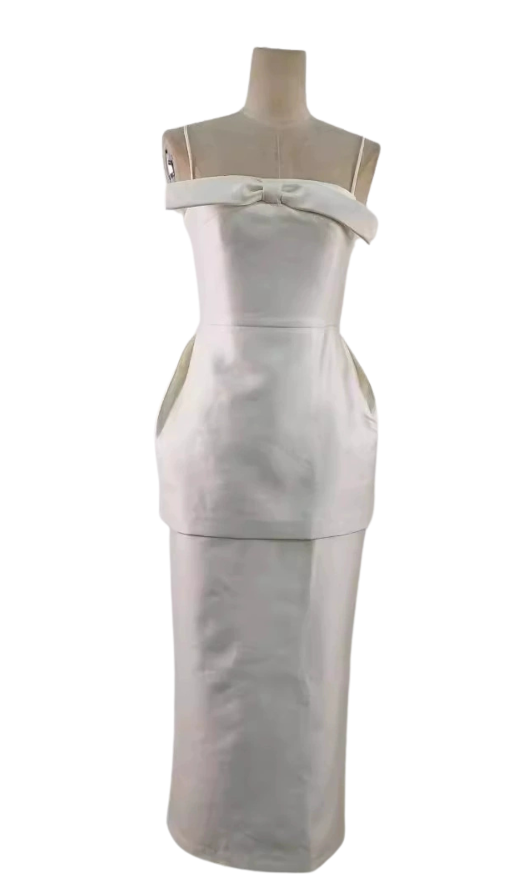ALISA TUBE MIDI DRESS WITH BOW IN WHITE