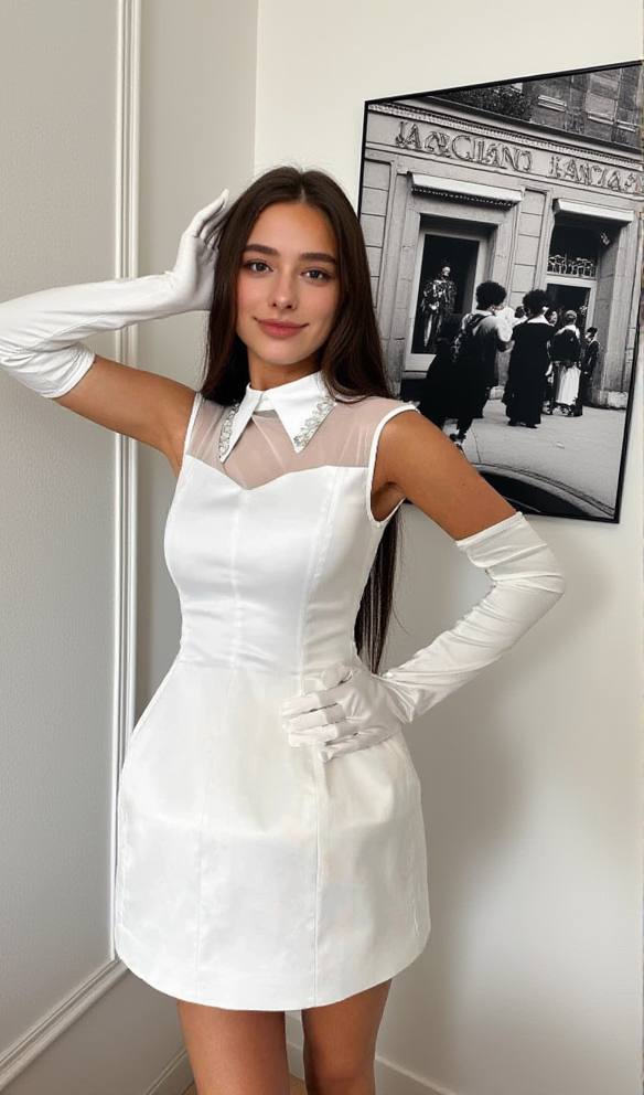 AIIZIE SIMONE TULLE DETAIL MINI DRESS IN WHITE - product image