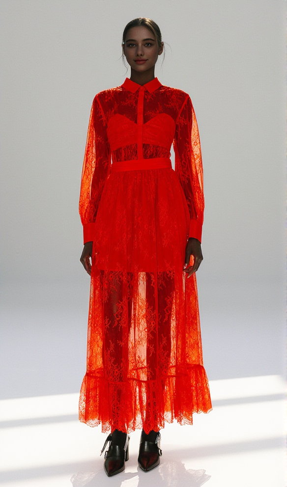 LACE DRESS WITH LONG SLEEVES