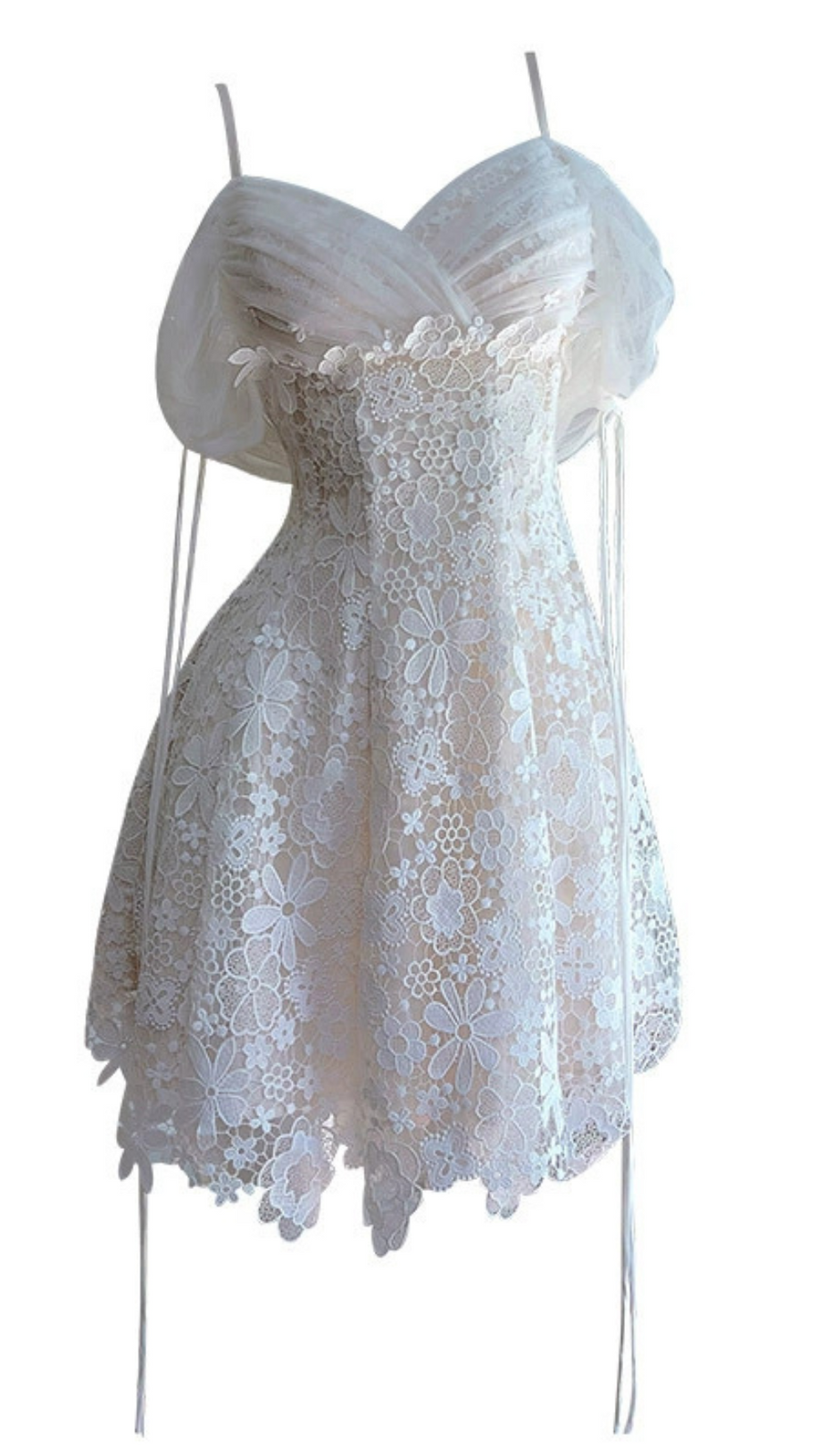 LACE STRAP MINI DRESS IN WHITE