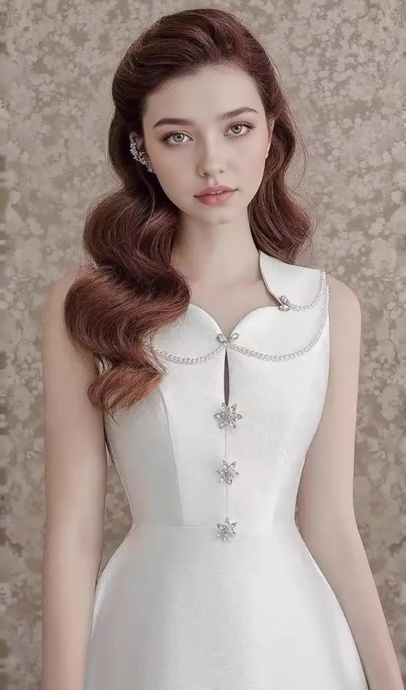 AIIZIE PEARL EMBELLISHED A LINE MIDI DRESS IN WHITE - product image