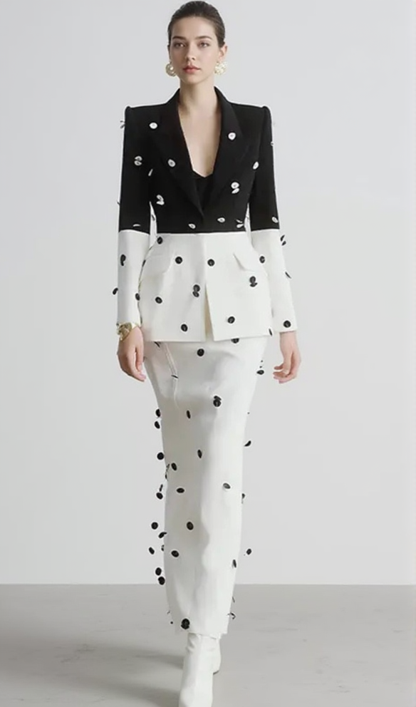 STRUCTURED SQUARE SHOULDER BLAZER SUIT