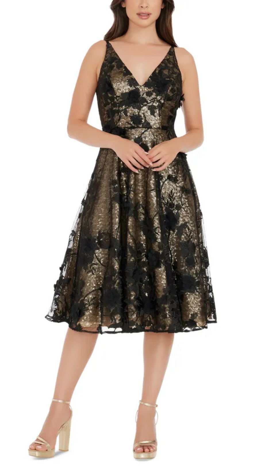 DAMENKLEID MIT PAILLETTEN UND SPITZE