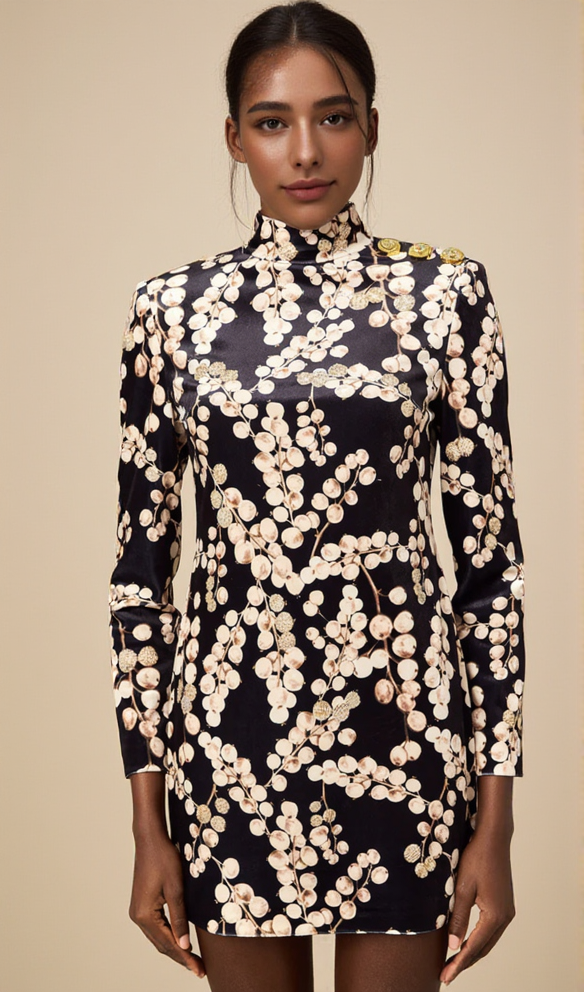 CHAHA MINIKLEID AUS SAMT MIT REDCURRANT-PRINT