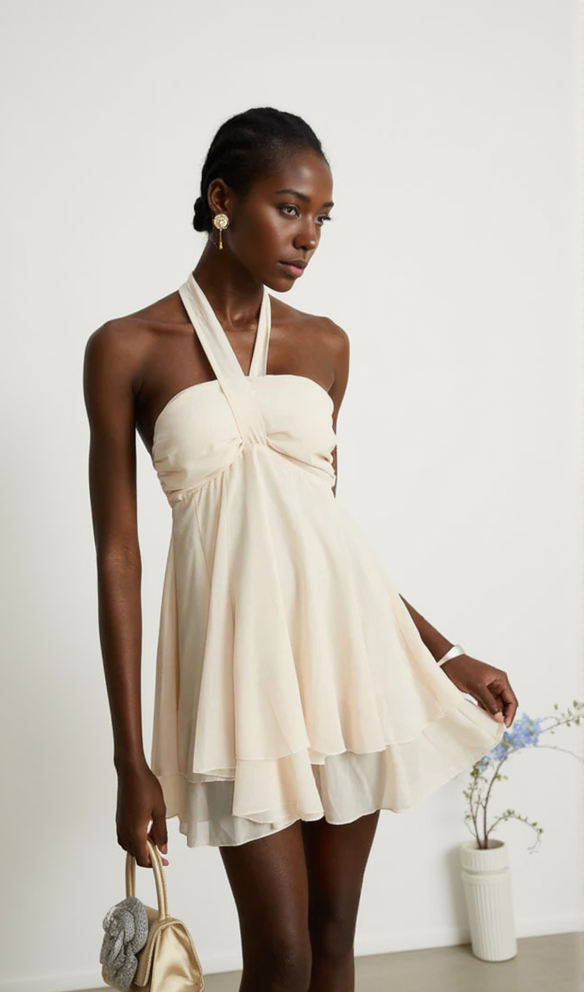 AIIZIE BACKLESS BANDAGE MINI DRESS IN NEUTRALS - product image