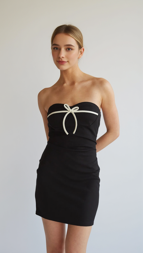STRAPLESS BOW BODYCON MINI DRESS