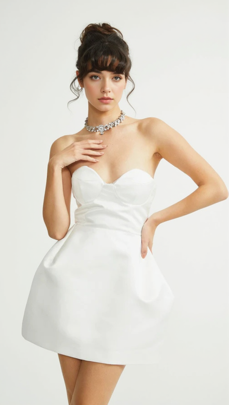 MINI ABITO BUSTIER SENZA SPALLINE BIANCO