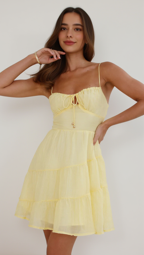 CALISTA STRAP MINI DRESS IN YELLOW