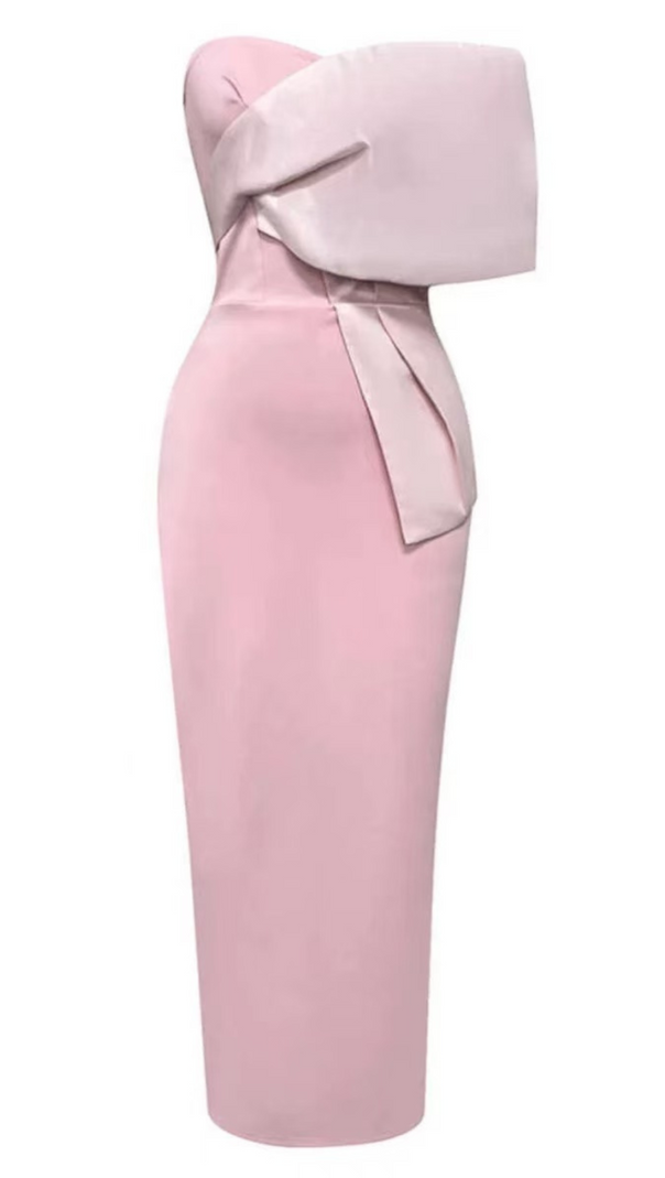 AIIZIE OFF-SHOULDER DRAPED MIDI DRESS IN PINK - product image