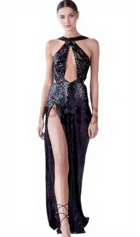 Kleid mit hohem Schlitz und Cutouts