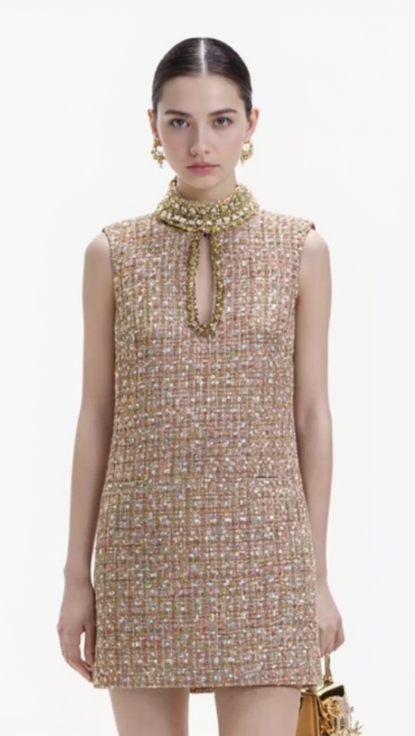 AIIZIE EMBELLISHED BOUCLÉ MINI DRESS - product image
