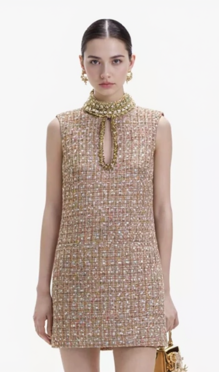 VERZIERTES MINIKLEID AUS BOUCLÉ 