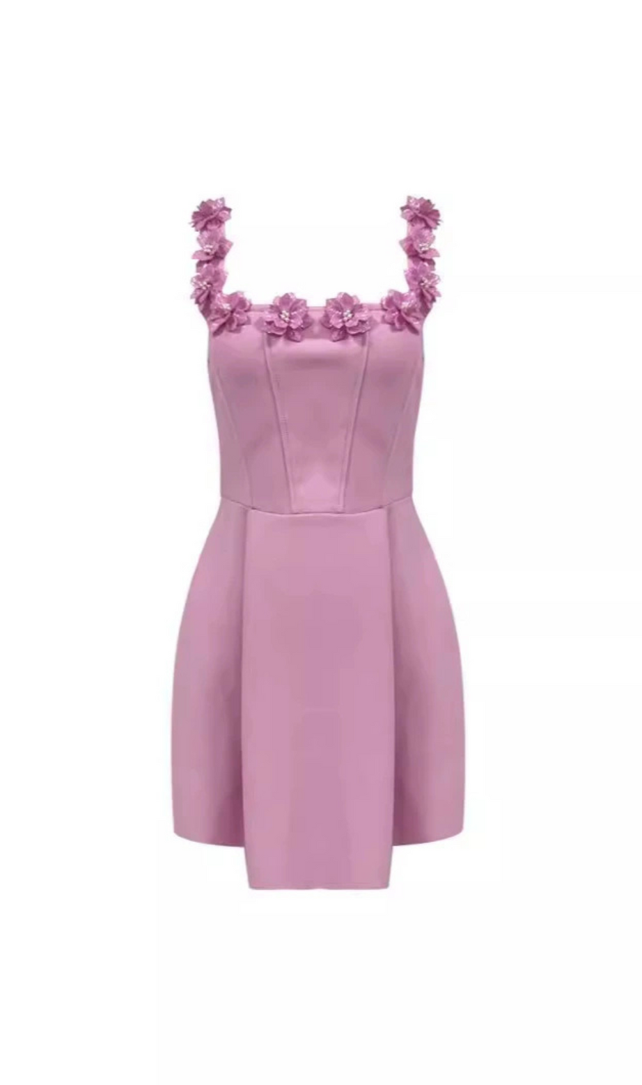 MINIKLEID MIT 3D-BLUMENAUSSCHNITT IN ROSA