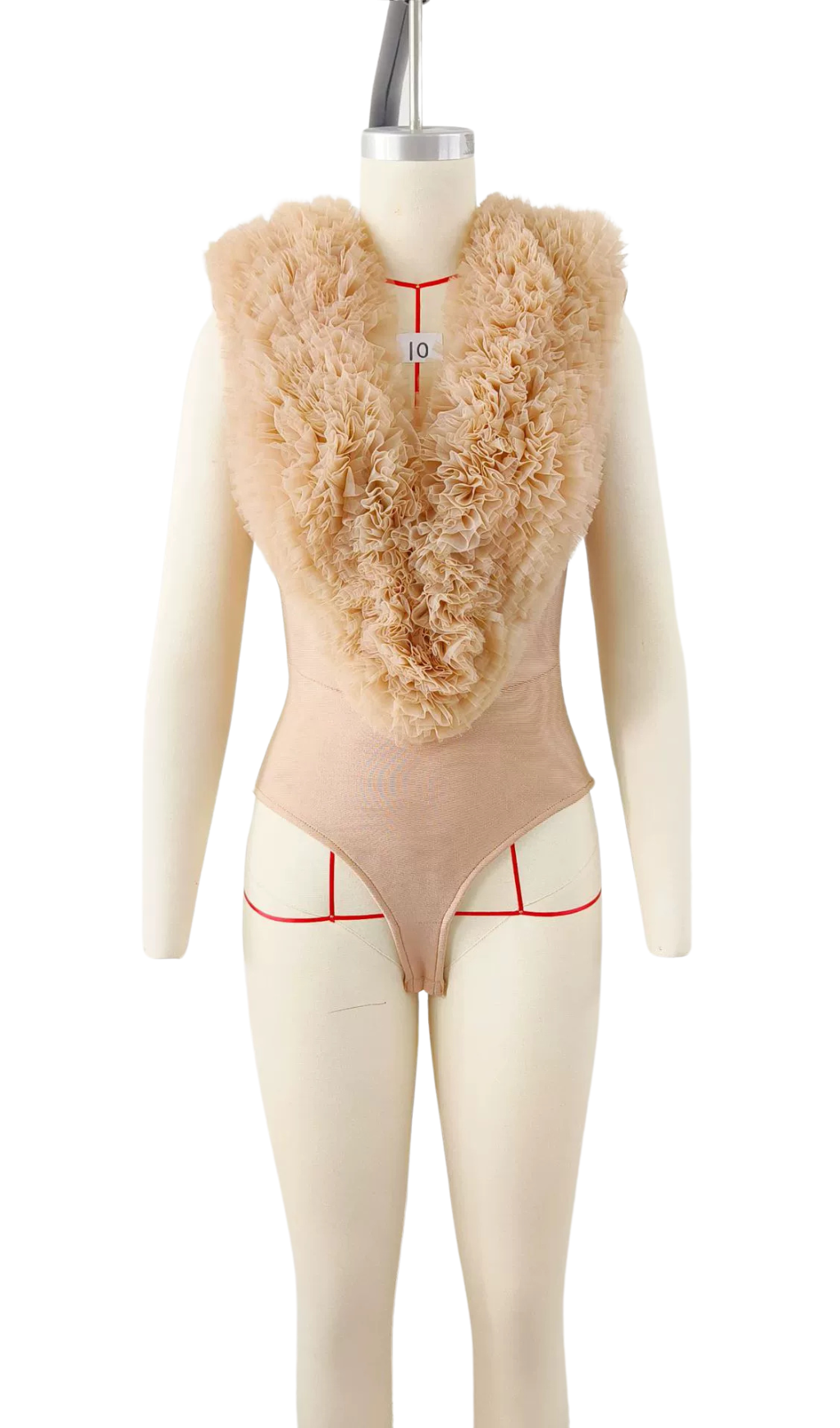 MIRANDA BANDAGE FIGURE FORM KNIT FLOWER DETAIL BODYSUIT