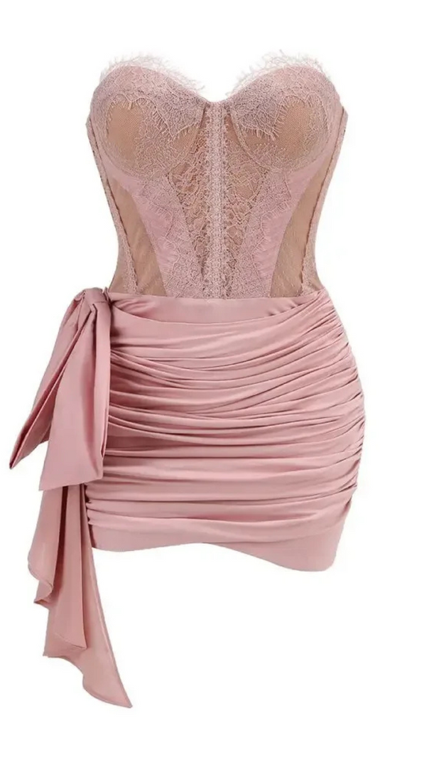 AIIZIE CORSET LACE MINI DRESS IN PINK - product image