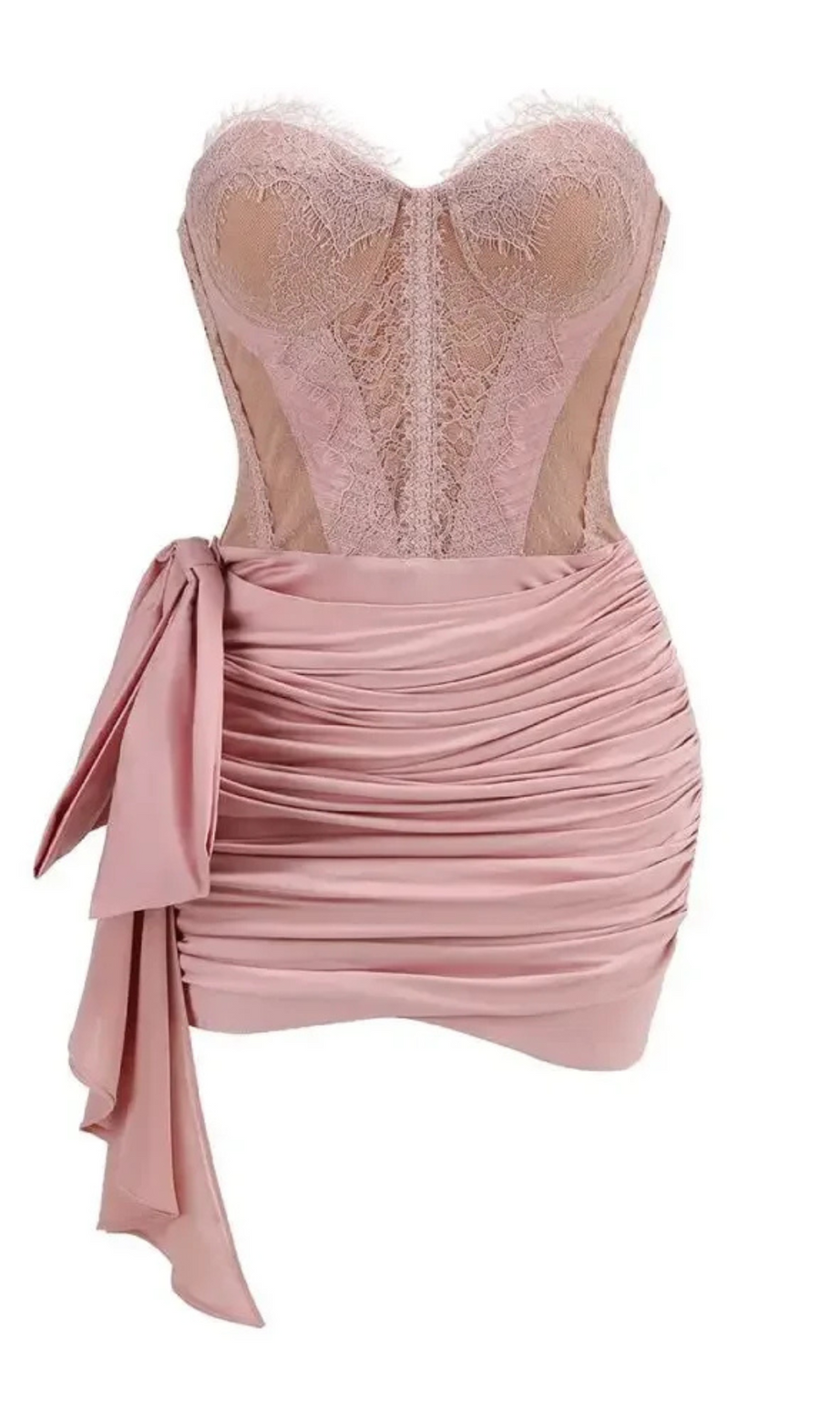 Corset Lace Mini Dress in pink
