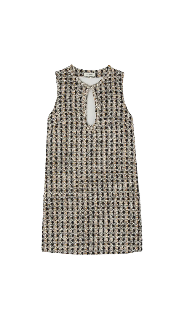 POPPY MINIKLEID AUS TWEED IN KAMELBLAU MIT STRASS