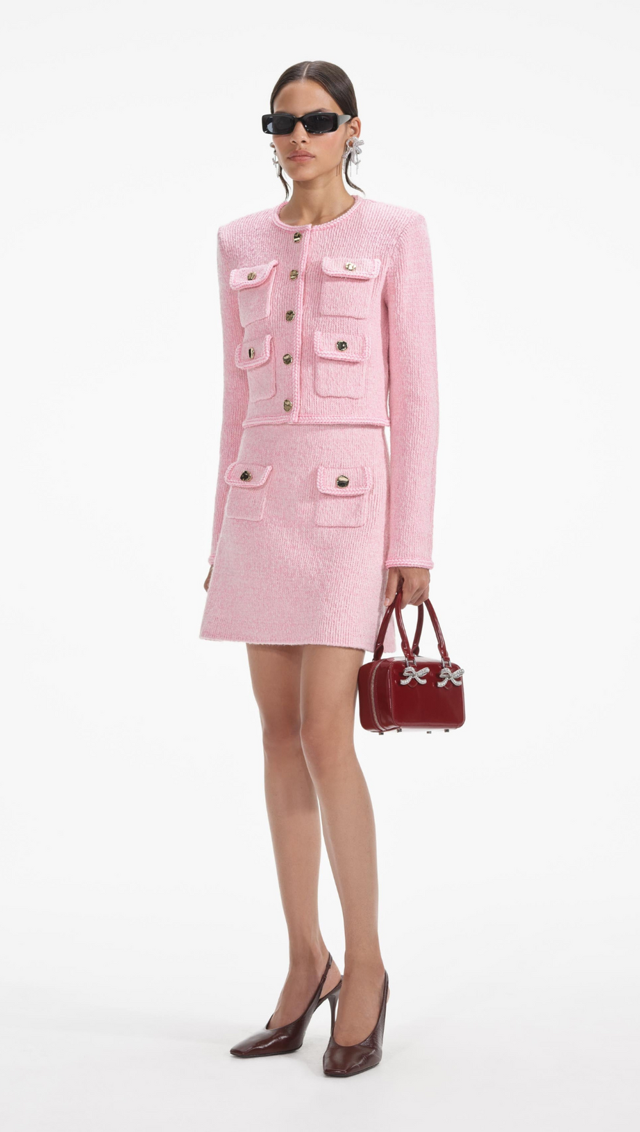 PINK MELANGE MERINO CARDIGAN