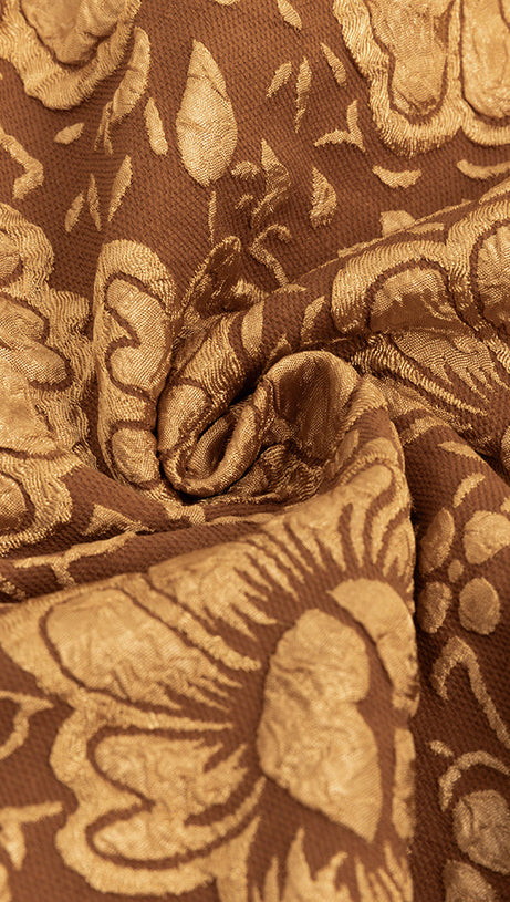 SQUARE COLLAR JACQUARD BAG BUTTOCK SLIT DRESS