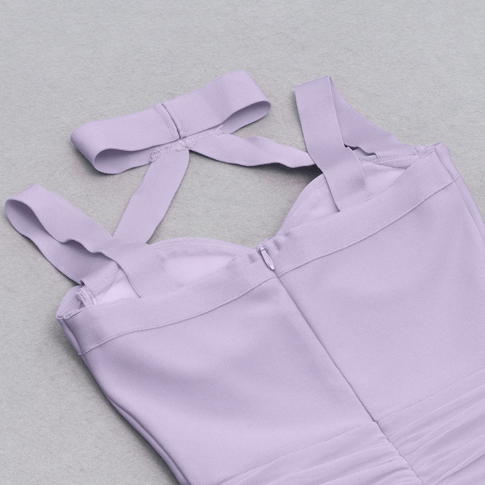 AIIZIE MESH RUCHED MIDI DRESS IN PURPLE - product image