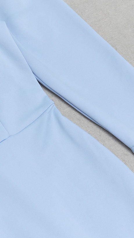 PUFFED SLEEVE BODYCON SLIT DRESS