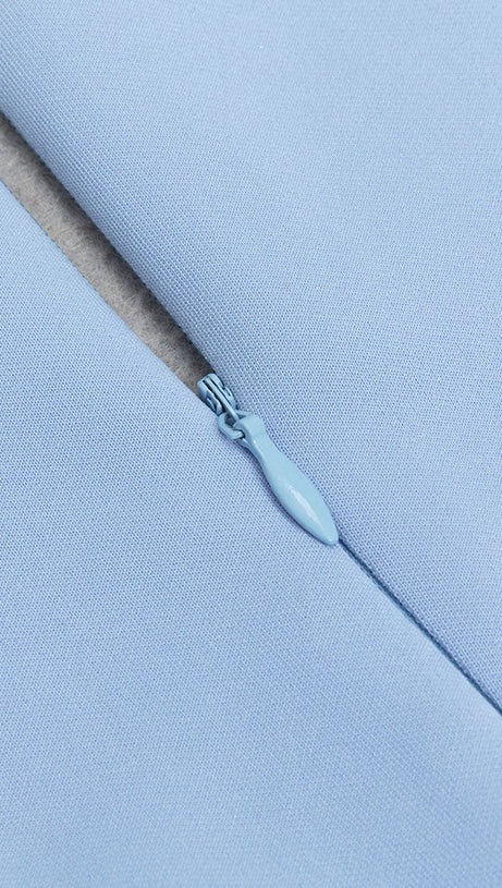 PUFFED SLEEVE BODYCON SLIT DRESS