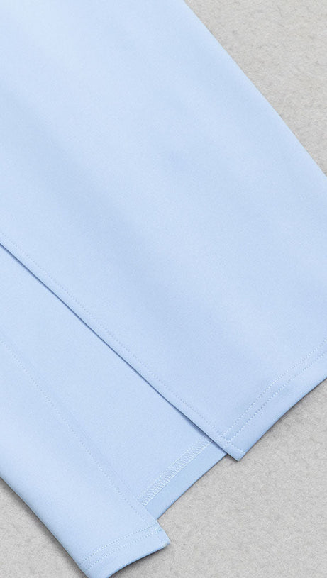 PUFFED SLEEVE BODYCON SLIT DRESS