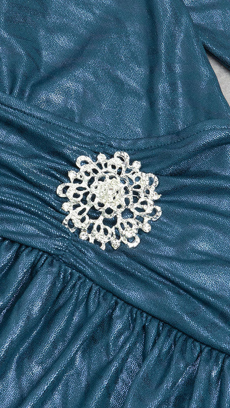 RUCHED CRYSTAL-EMBELLISHED LEATHER DRESS