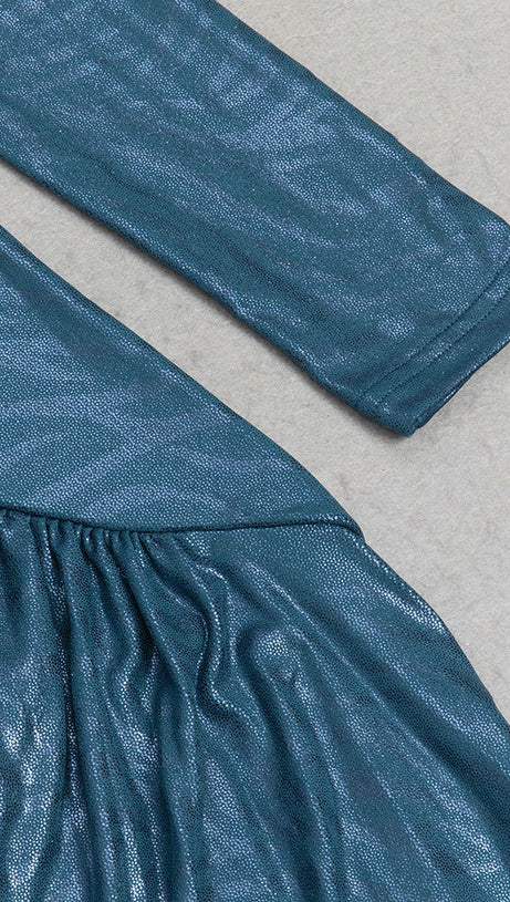 RUCHED CRYSTAL-EMBELLISHED LEATHER DRESS