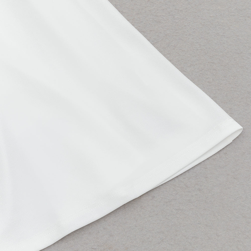 AIIZIE V NECK PUFF SLEEVE BODYCON MAXI DRESS IN WHITE - product image