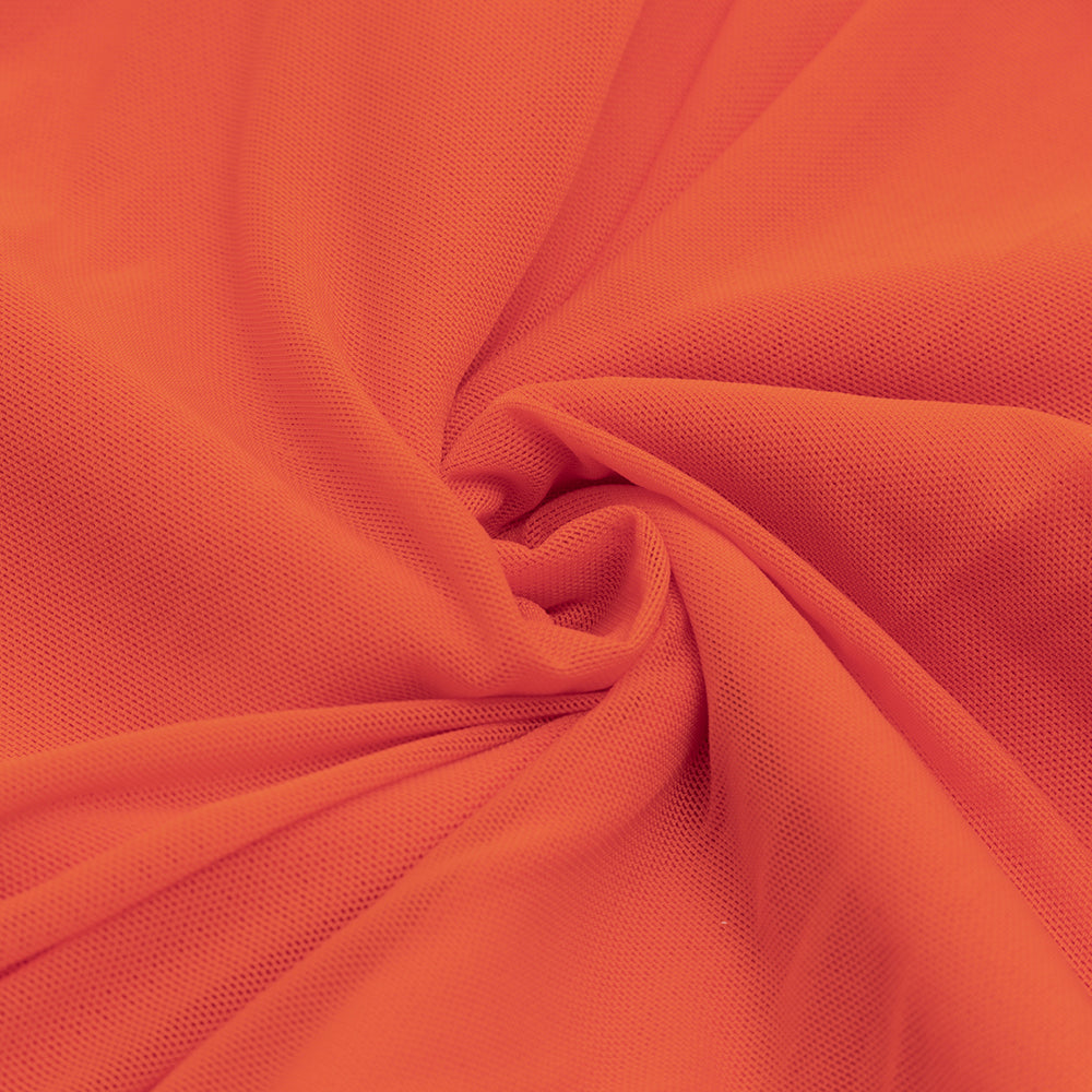 AIIZIE MESH RUCHED MIDI DRESS IN ORANGE - product image