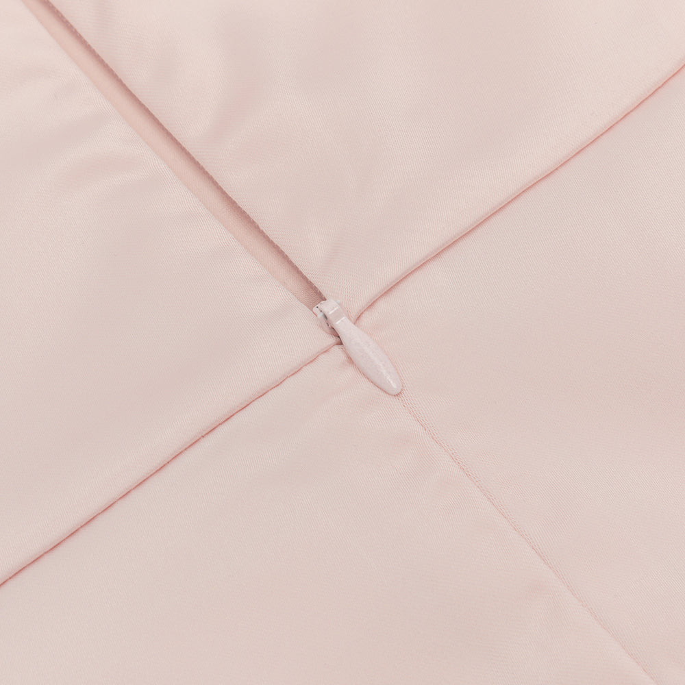 AIIZIE BODYCON SATIN RUCH MIDI DRESS IN PALE PINK - product image