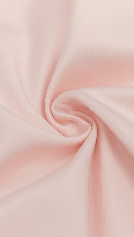 ABITO MIDI ADERENTE IN RASO CON BALZE ROSA PALLIDO