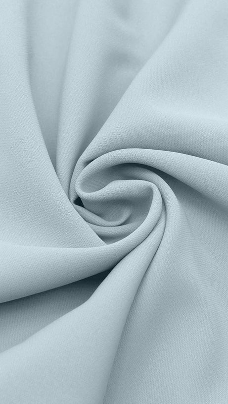 BLUE ASYMMETRICAL NECK RUCHED SPLIT THIGH DRESS